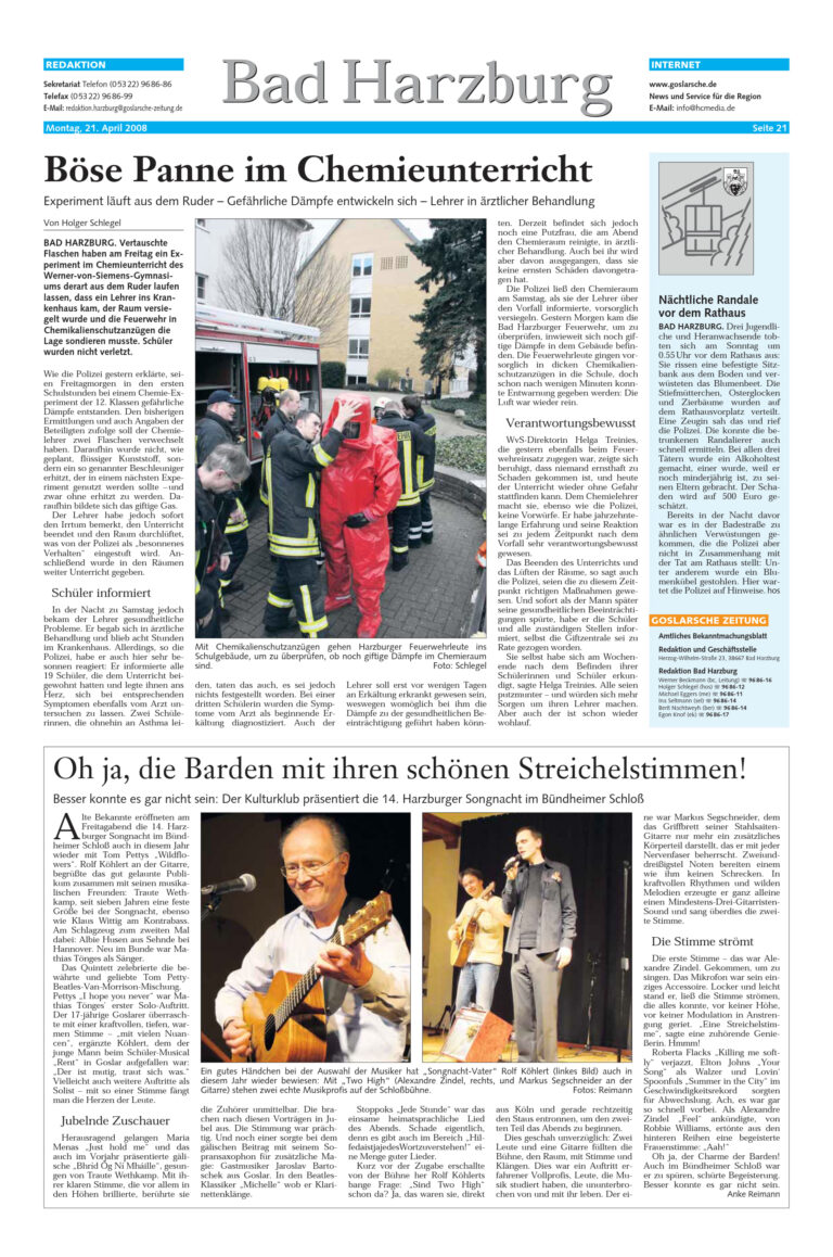 Two High bei der 14. Harzburger Songnacht