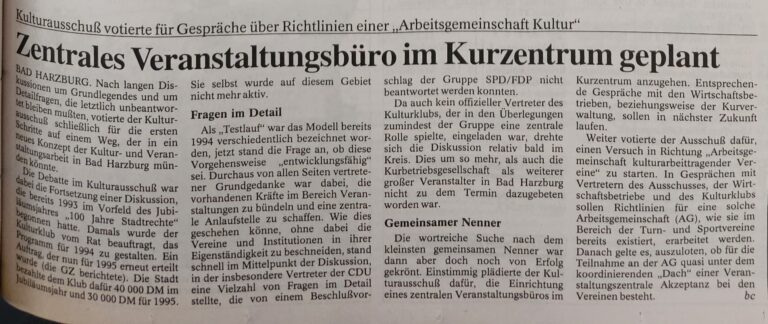 Zentrales Veranstaltungsbüro geplant